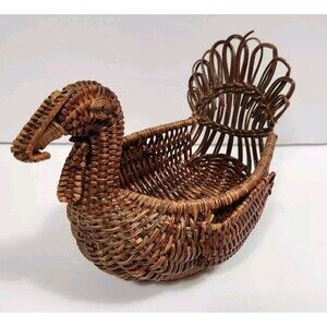 Turkey Wicker Basket Thanksgiving Vintage Cottagecore Fall Decor